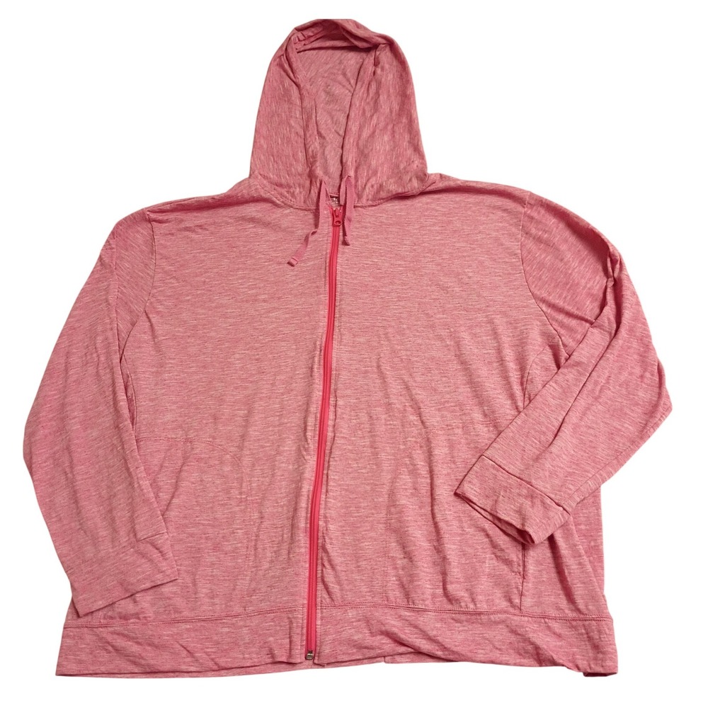 JMS Full Zip Hoodie Womens 2XL Pink Heathered Lightweight Athleisure